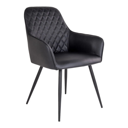 Set 2 scaune din Metal Negru si Piele sintetica Negru H87xL57xA65cm Harbo