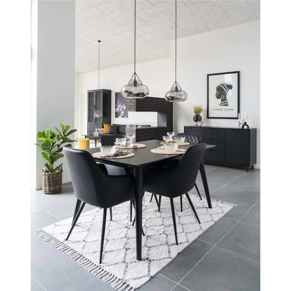 Set 2 scaune din Metal Negru si Piele sintetica Negru H87xL57xA65cm Harbo