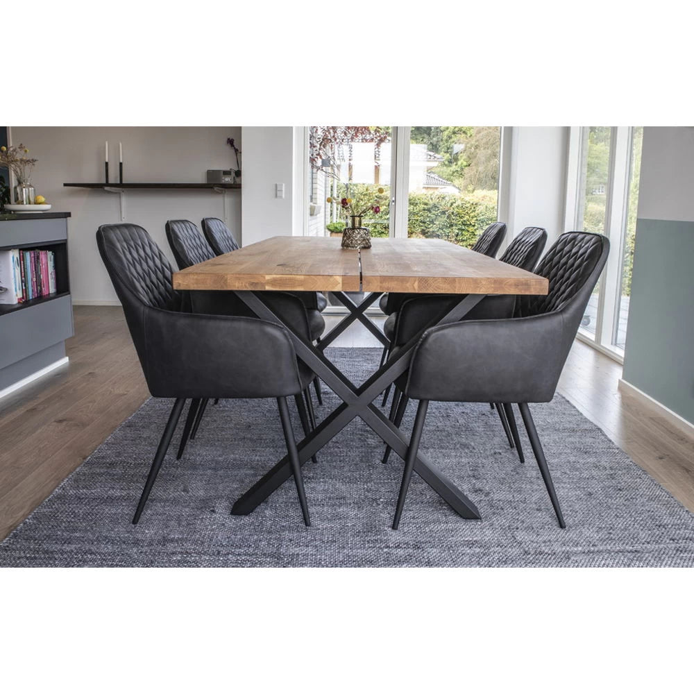 Set 2 scaune din Metal Negru si Piele sintetica Negru H87xL57xA65cm Harbo