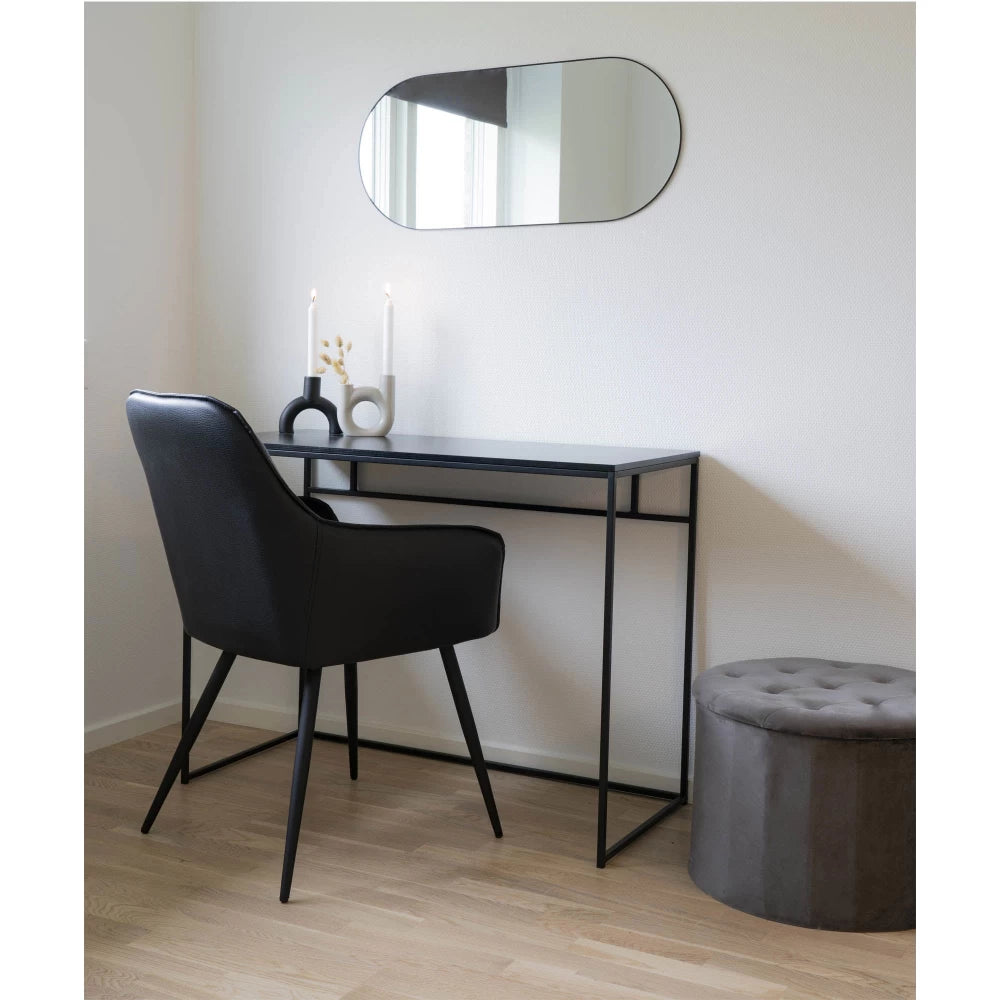 Set 2 scaune din Metal Negru si Piele sintetica Negru H87xL57xA65cm Harbo