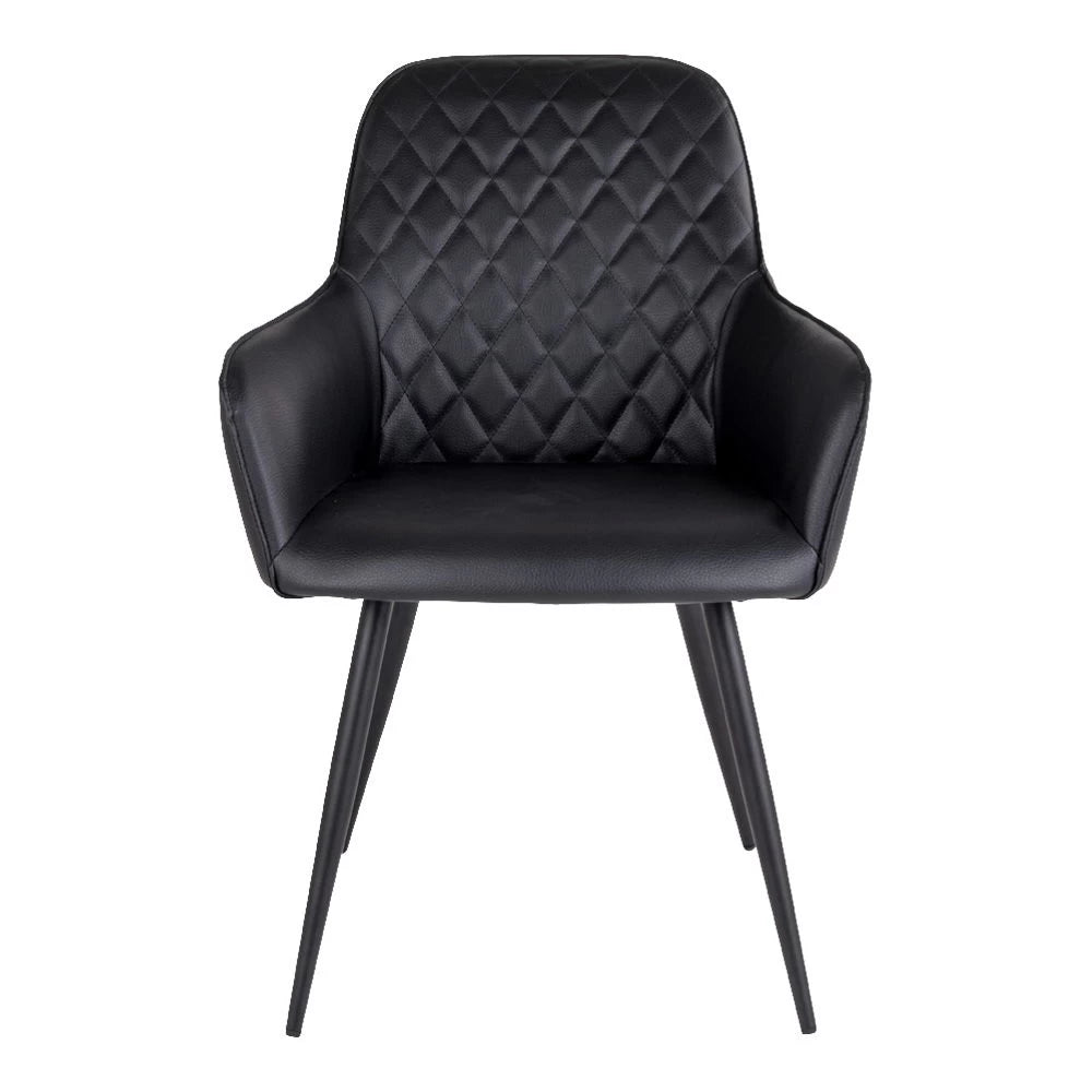Set 2 scaune din Metal Negru si Piele sintetica Negru H87xL57xA65cm Harbo