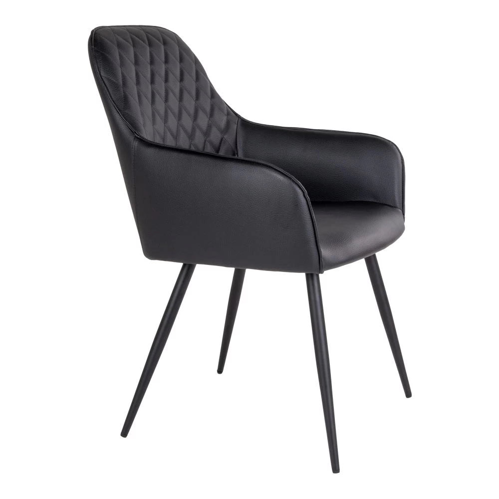 Set 2 scaune din Metal Negru si Piele sintetica Negru H87xL57xA65cm Harbo