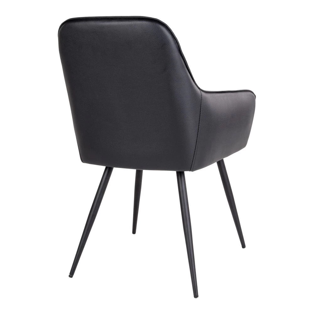 Set 2 scaune din Metal Negru si Piele sintetica Negru H87xL57xA65cm Harbo