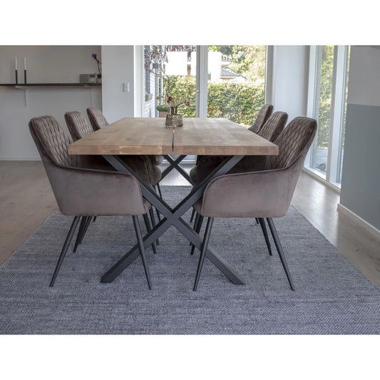Set 2 scaune din Metal Negru si Catifea Maro H87xL57xA65cm Harbo
