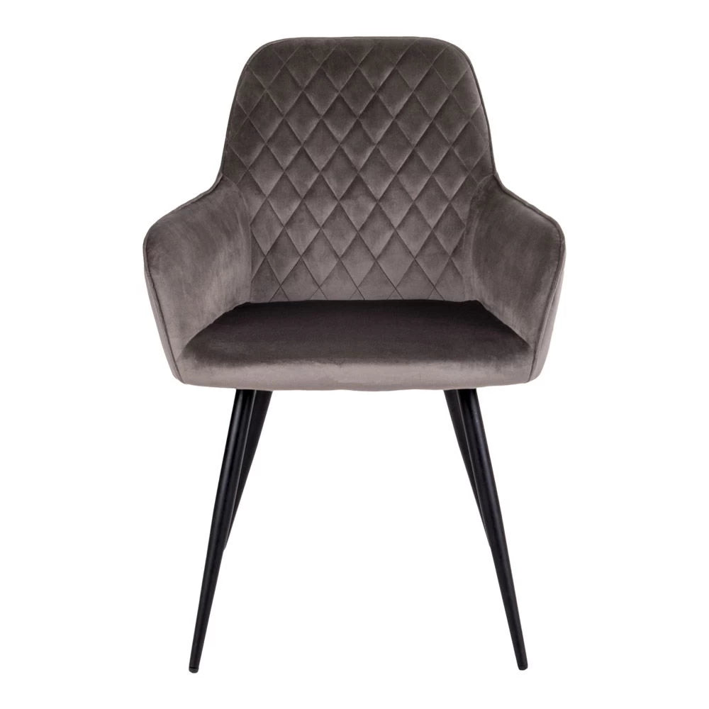 Set 2 scaune din Metal Negru si Catifea Maro H87xL57xA65cm Harbo