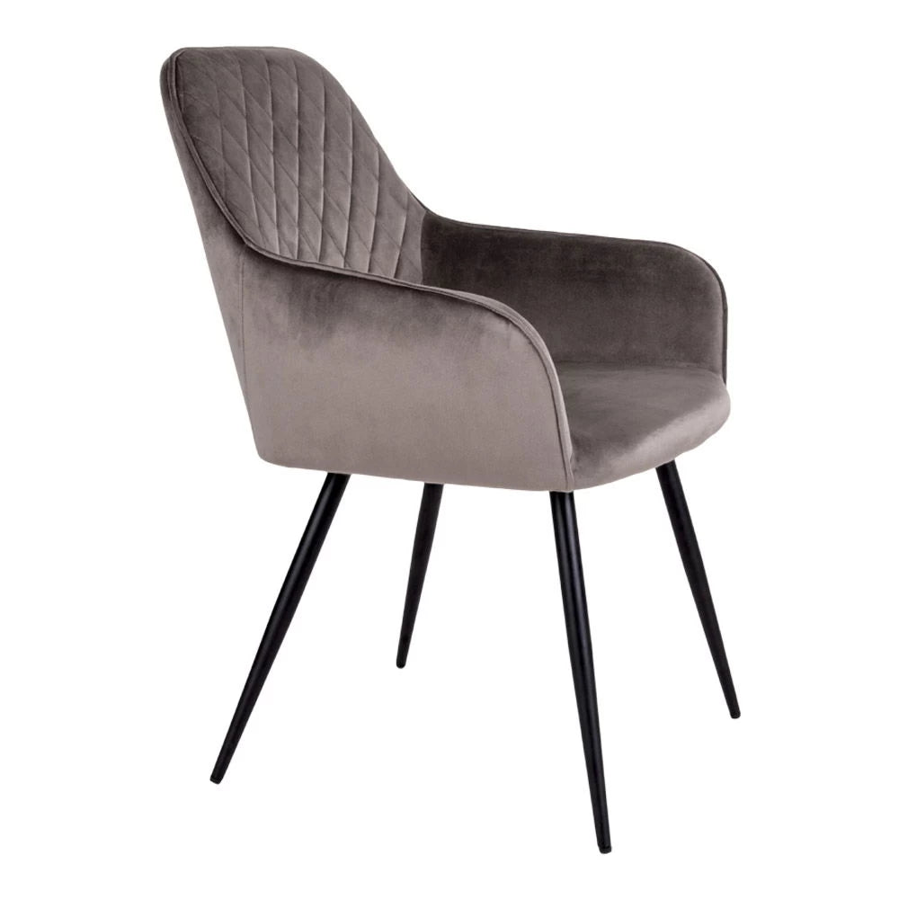 Set 2 scaune din Metal Negru si Catifea Maro H87xL57xA65cm Harbo