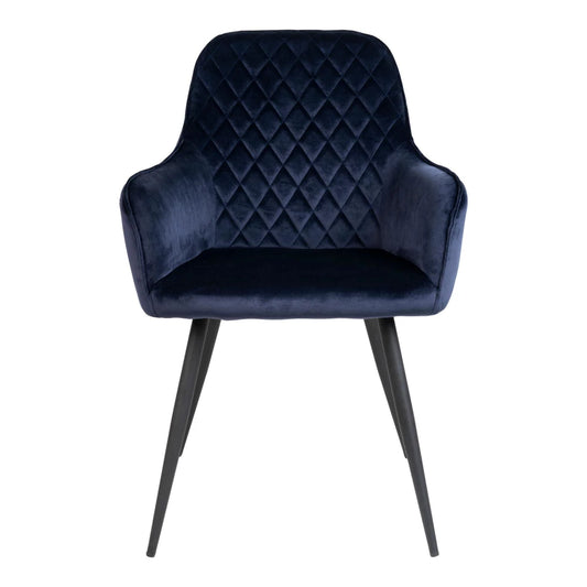 Set 2 scaune din Metal Negru si Catifea Albastru H87xL57xA65cm Harbo
