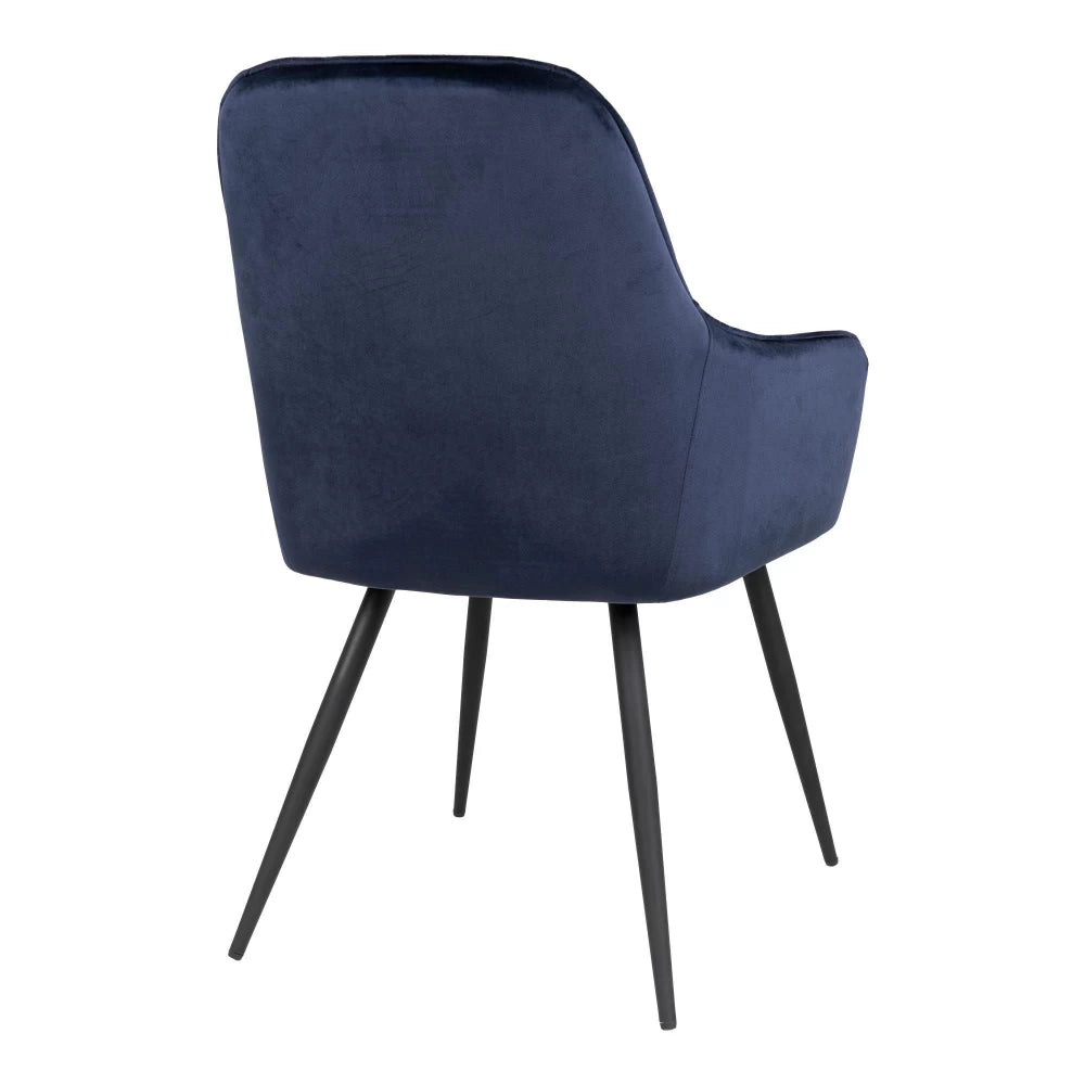 Set 2 scaune din Metal Negru si Catifea Albastru H87xL57xA65cm Harbo