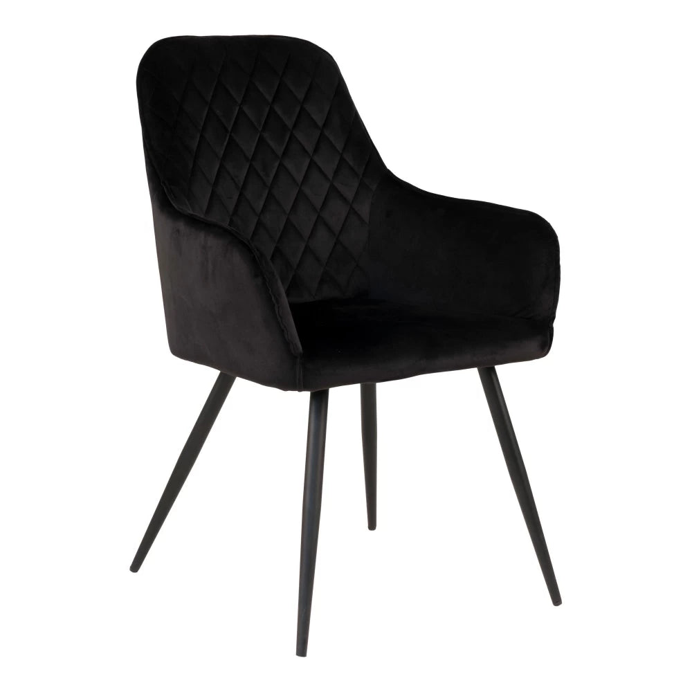 Set 2 scaune din Metal Negru si Catifea Negru H87xL57xA65cm Harbo