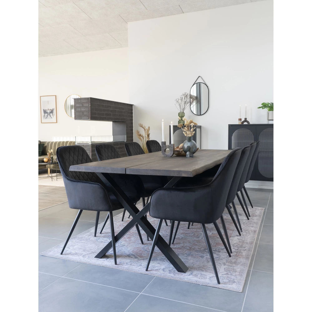 Set 2 scaune din Metal Negru si Catifea Negru H87xL57xA65cm Harbo