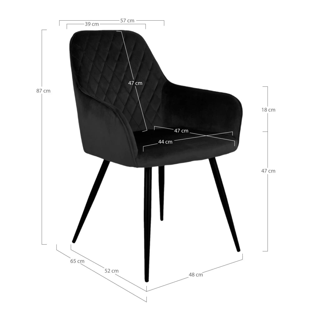 Set 2 scaune din Metal Negru si Catifea Negru H87xL57xA65cm Harbo