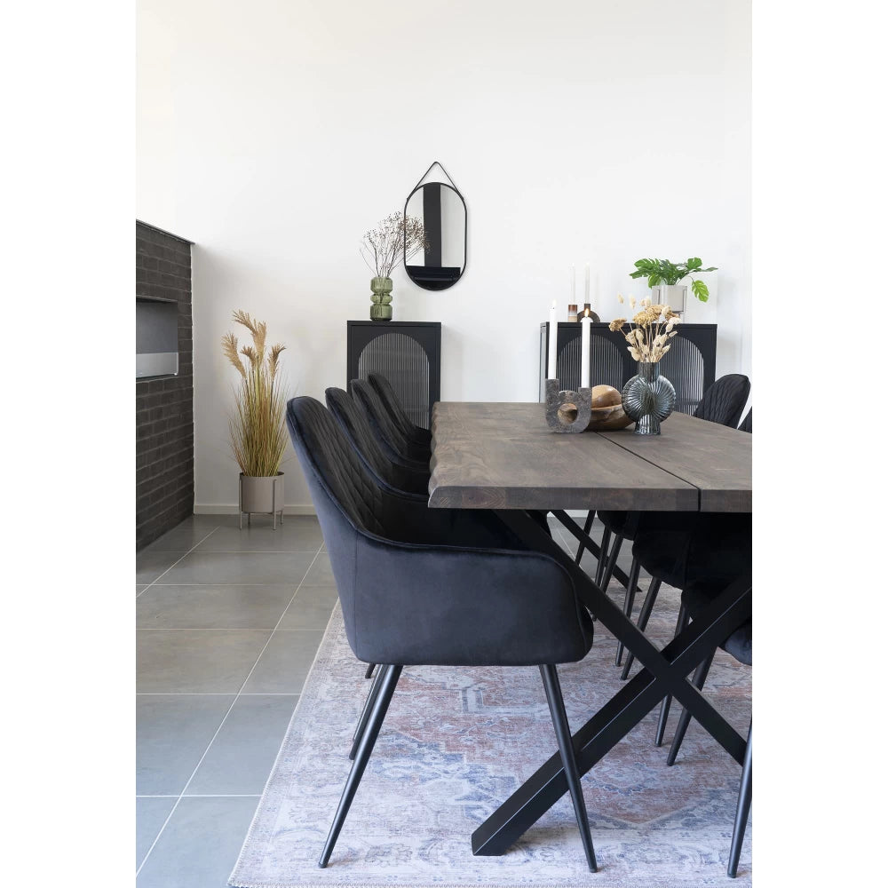 Set 2 scaune din Metal Negru si Catifea Negru H87xL57xA65cm Harbo