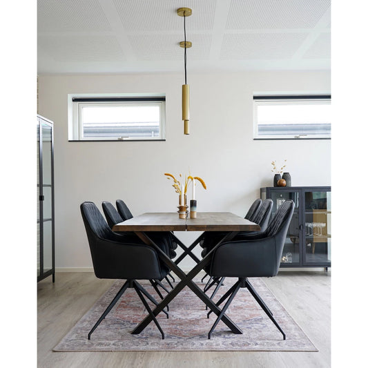 Scaun din Metal Negru si Piele sintetica Negru H89xL56xA62cm Harbo