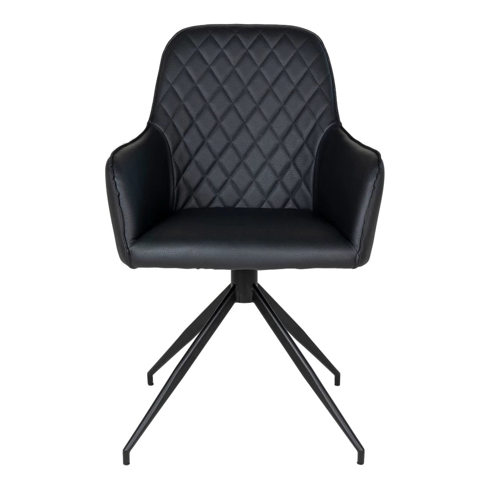 Scaun din Metal Negru si Piele sintetica Negru H89xL56xA62cm Harbo