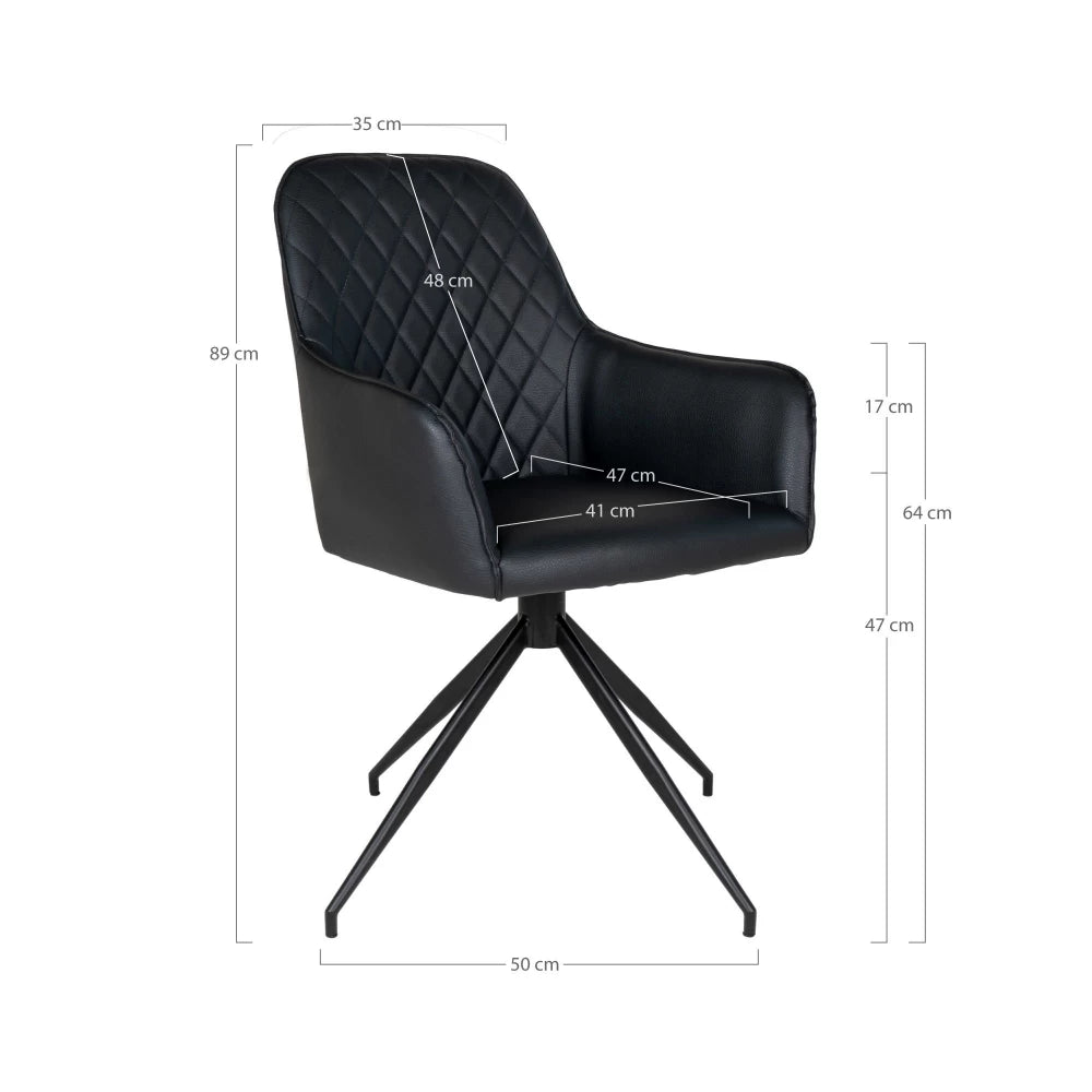 Scaun din Metal Negru si Piele sintetica Negru H89xL56xA62cm Harbo