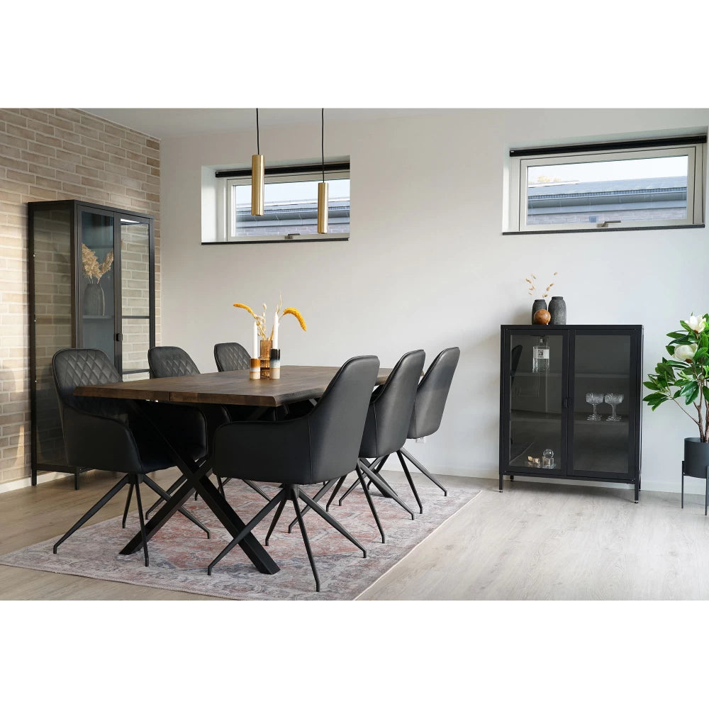 Scaun din Metal Negru si Piele sintetica Negru H89xL56xA62cm Harbo