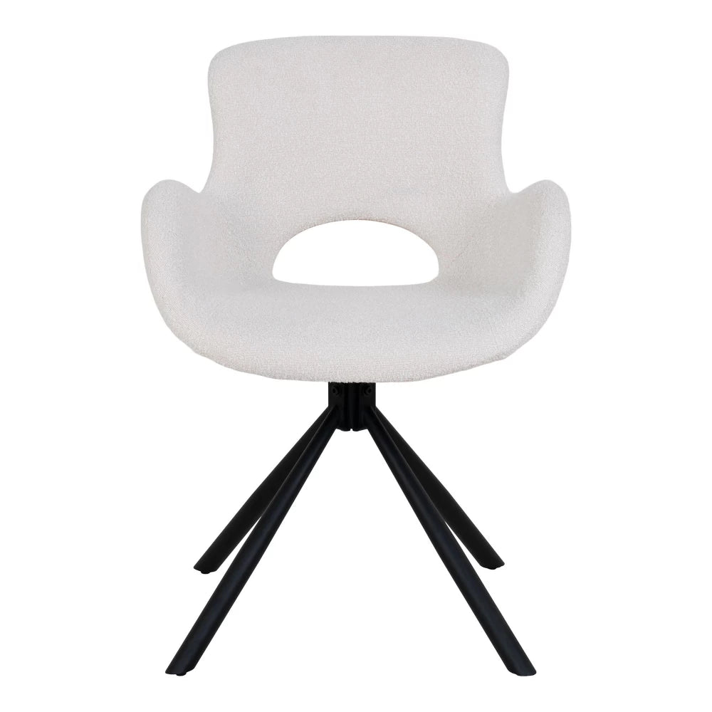 Set 2 scaune din Metal Negru si Stofa boucle Alb H82.5xL59xA58cm Amorim