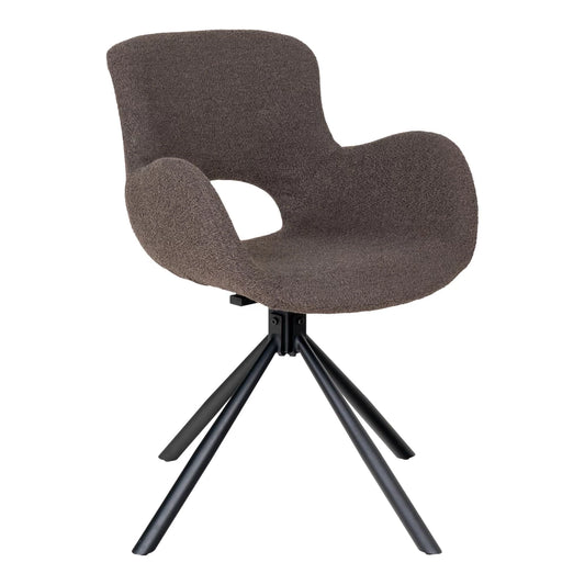 Set 2 scaune din Metal Negru si Stofa boucle Maro H82.5xL59xA58cm Amorim