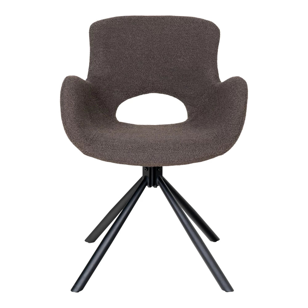 Set 2 scaune din Metal Negru si Stofa boucle Maro H82.5xL59xA58cm Amorim