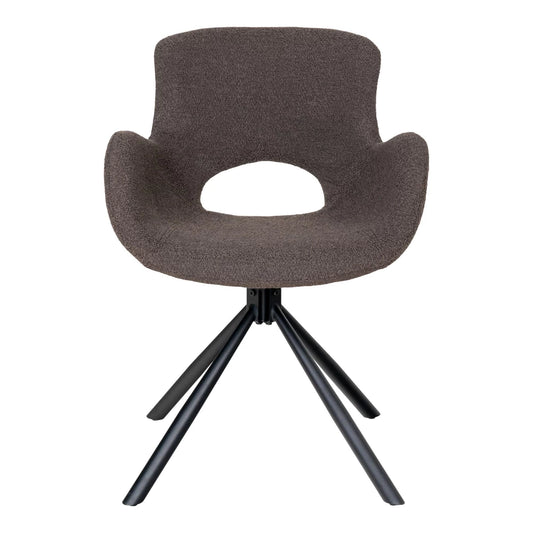Set 2 scaune din Metal Negru si Stofa boucle Maro H82.5xL59xA58cm Amorim