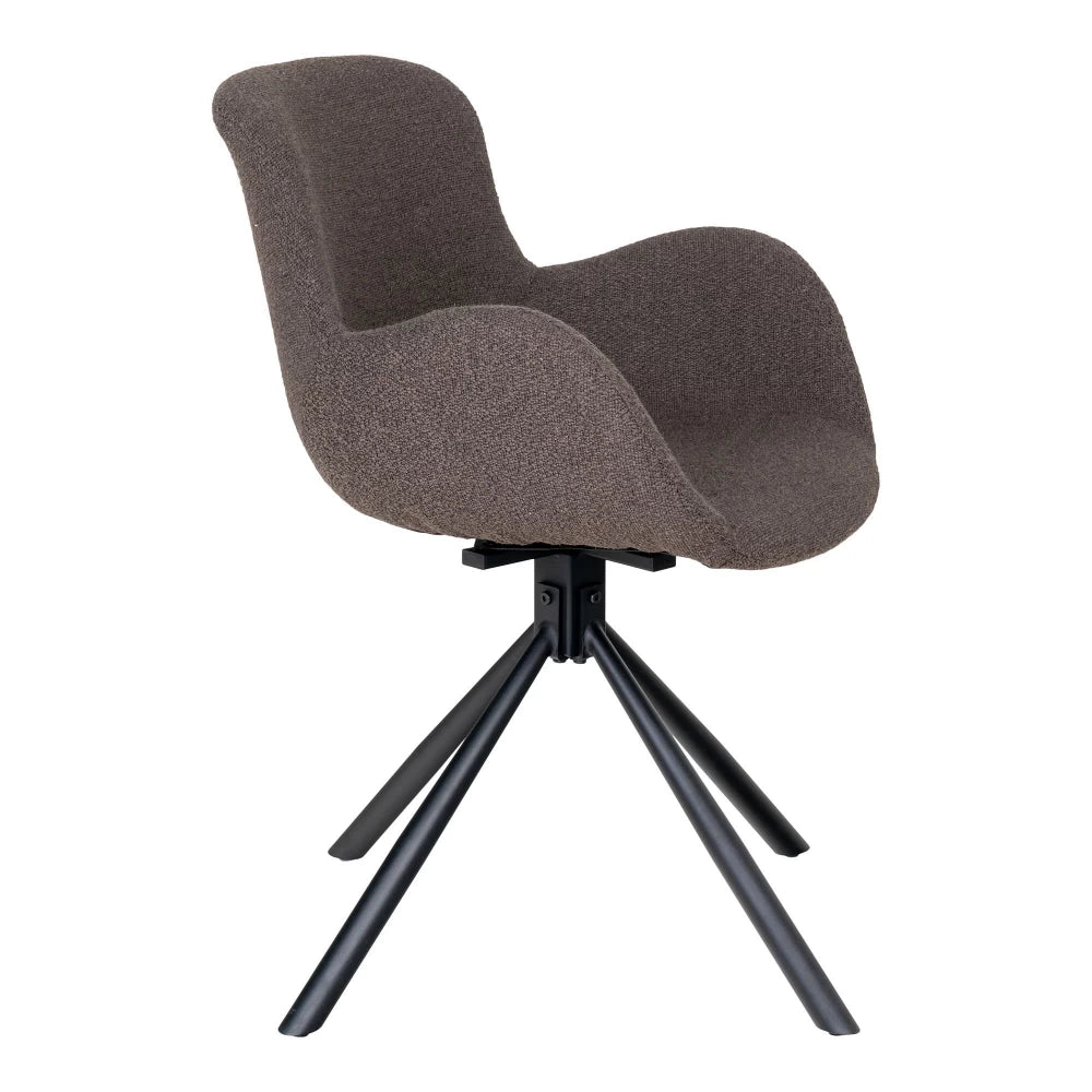 Set 2 scaune din Metal Negru si Stofa boucle Maro H82.5xL59xA58cm Amorim