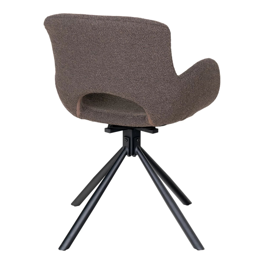 Set 2 scaune din Metal Negru si Stofa boucle Maro H82.5xL59xA58cm Amorim