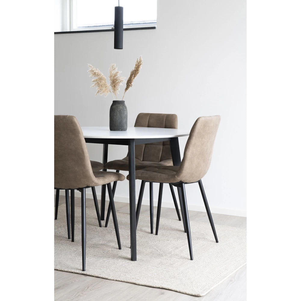 Set 2 scaune din Metal Negru si Microfibra Maro H86xL44xA55cm Middelfart