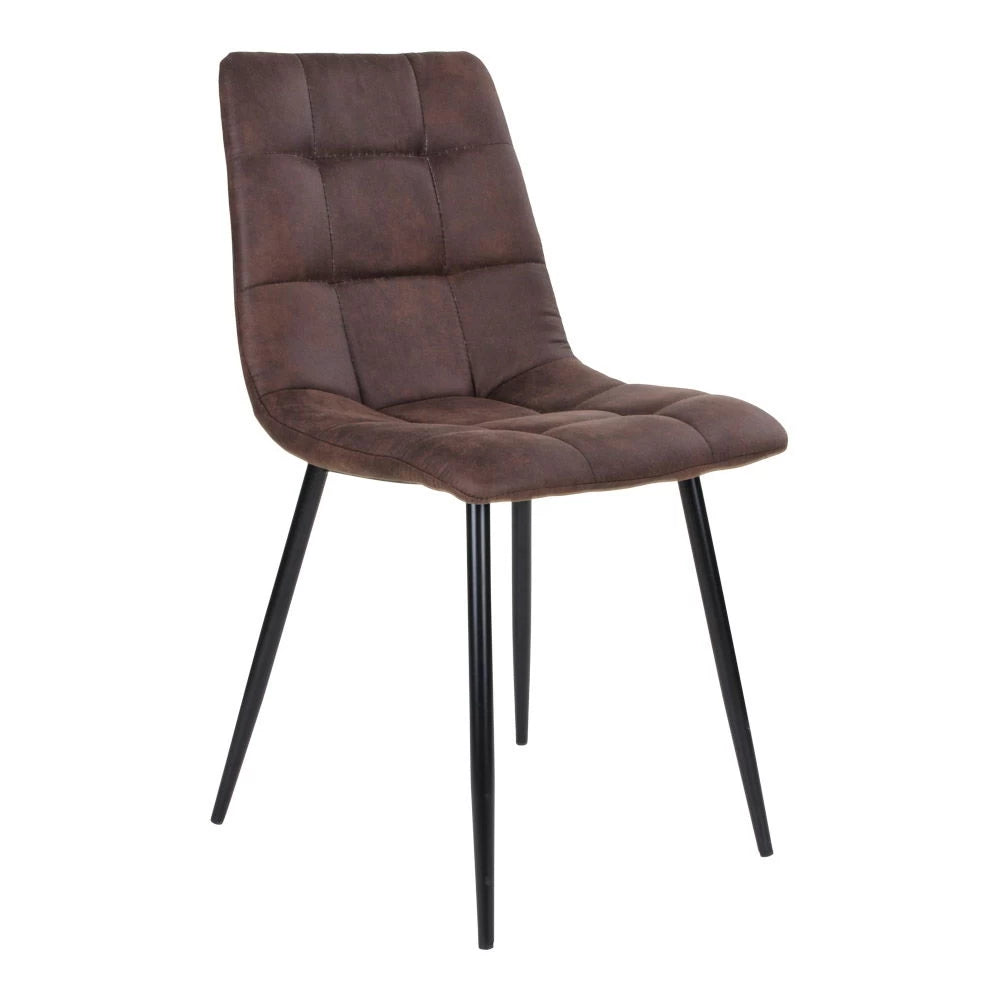 Set 2 scaune din Metal Negru si Microfibra Maro inchis H86xL44xA55cm Middelfart