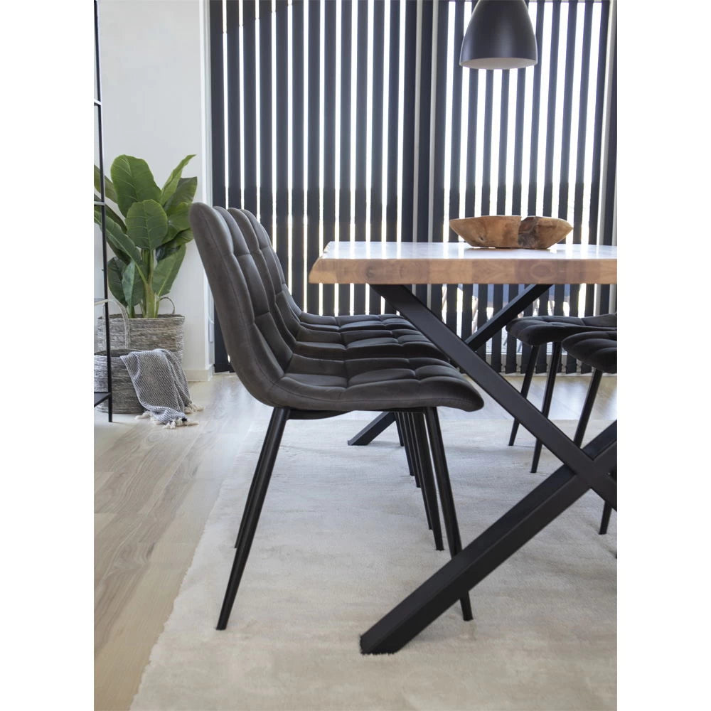 Set 2 scaune din Metal Negru si Microfibra Gri H86xL44xA55cm Middelfart