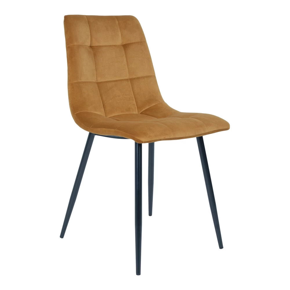 Set 2 scaune din Metal Negru si Catifea Galben H86xL44xA55cm Middelfart