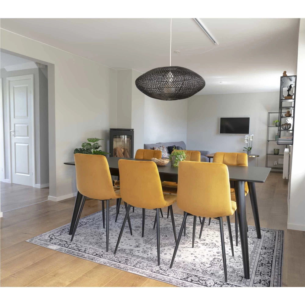 Set 2 scaune din Metal Negru si Catifea Galben H86xL44xA55cm Middelfart