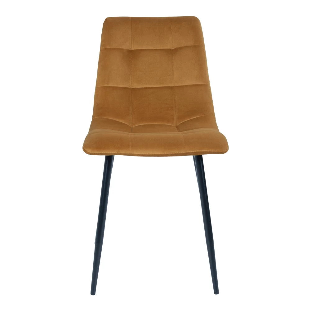 Set 2 scaune din Metal Negru si Catifea Galben H86xL44xA55cm Middelfart