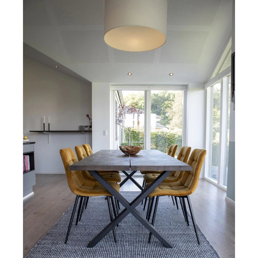 Set 2 scaune din Metal Negru si Catifea Galben H86xL44xA55cm Middelfart