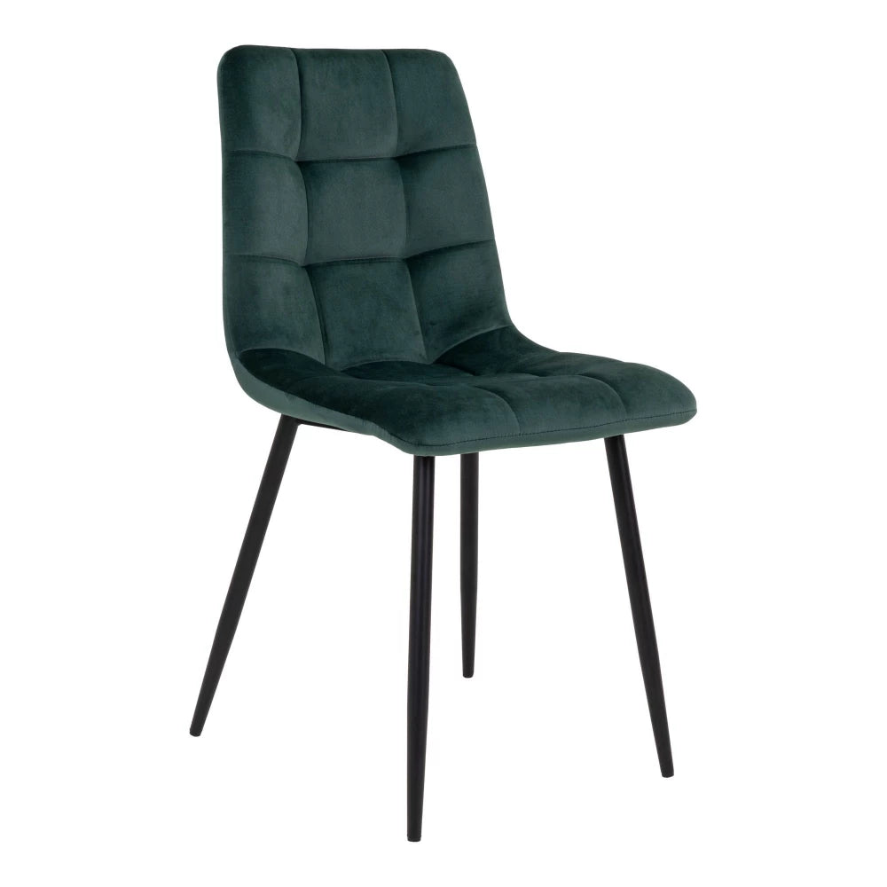 Set 2 scaune din Metal Negru si Catifea Verde H86xL44xA55cm Middelfart