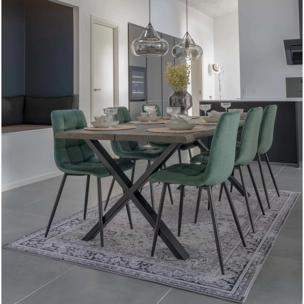 Set 2 scaune din Metal Negru si Catifea Verde H86xL44xA55cm Middelfart