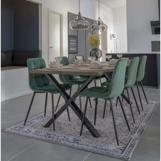 Set 2 scaune din Metal Negru si Catifea Verde H86xL44xA55cm Middelfart