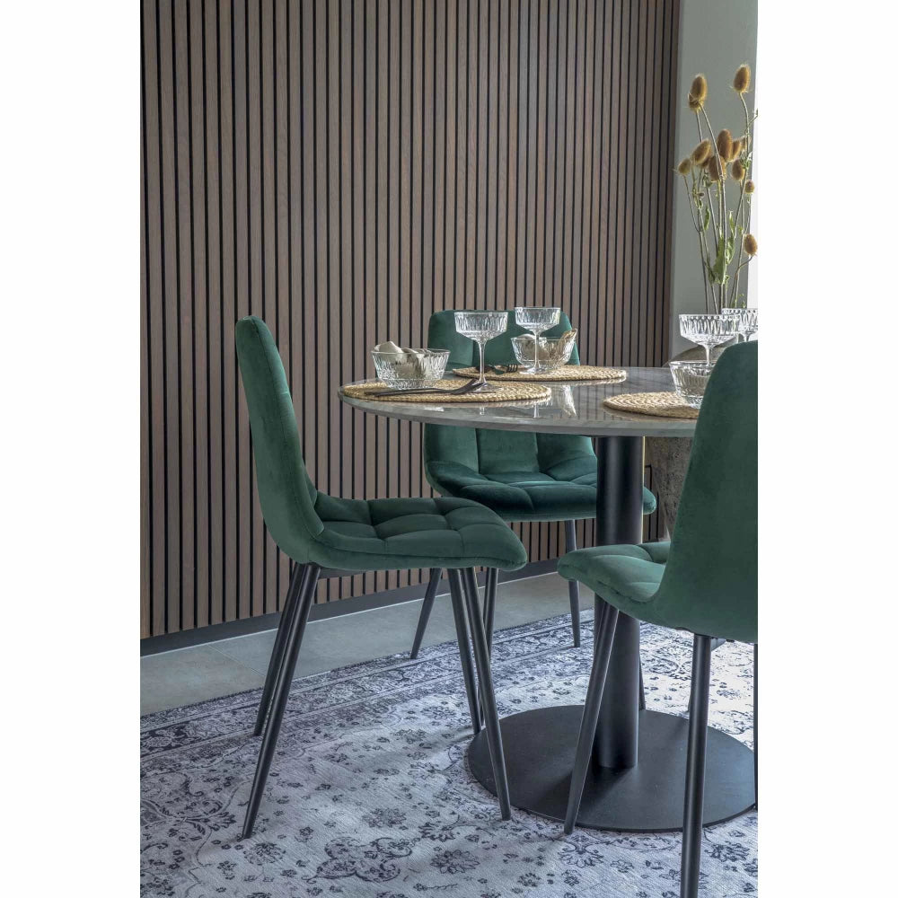 Set 2 scaune din Metal Negru si Catifea Verde H86xL44xA55cm Middelfart