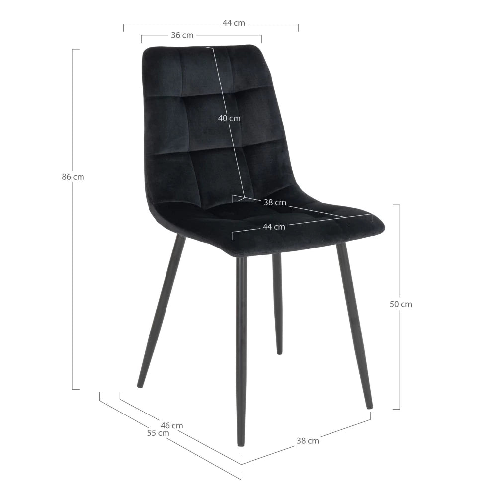 Set 2 scaune din Metal Negru si Catifea Negru H86xL44xA55cm Middelfart