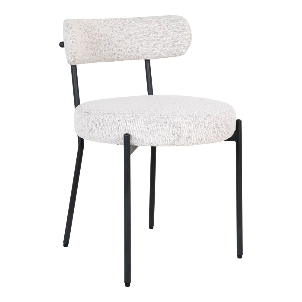 Set 2 scaune din Metal Negru si Stofa boucle Alb H72.5xL47xA49.5cm Badalona
