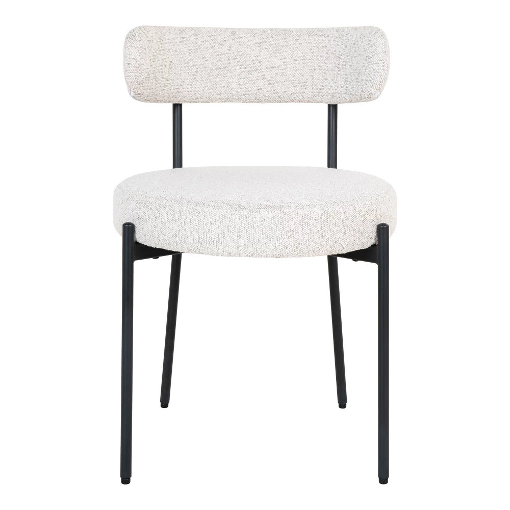 Set 2 scaune din Metal Negru si Stofa boucle Alb H72.5xL47xA49.5cm Badalona