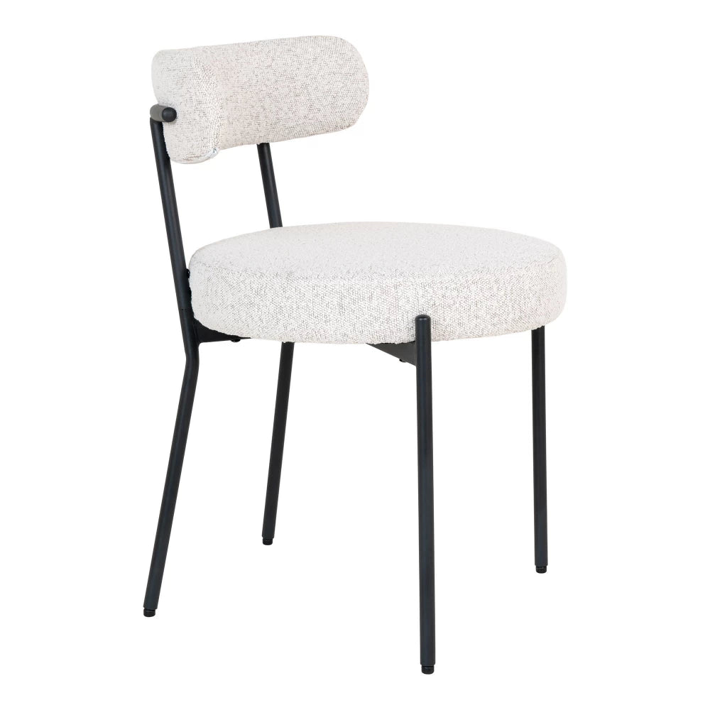 Set 2 scaune din Metal Negru si Stofa boucle Alb H72.5xL47xA49.5cm Badalona
