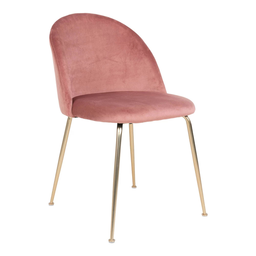 Set 2 scaune din Metal Alama si Catifea Roz H76xL51xA56cm Geneve