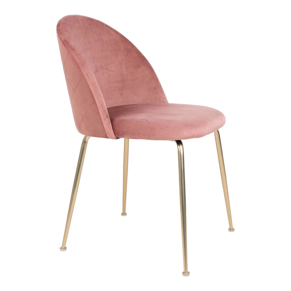 Set 2 scaune din Metal Alama si Catifea Roz H76xL51xA56cm Geneve