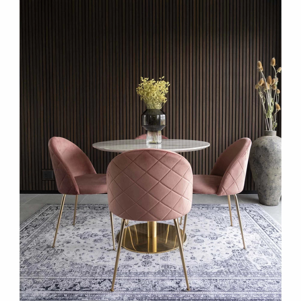Set 2 scaune din Metal Alama si Catifea Roz H76xL51xA56cm Geneve