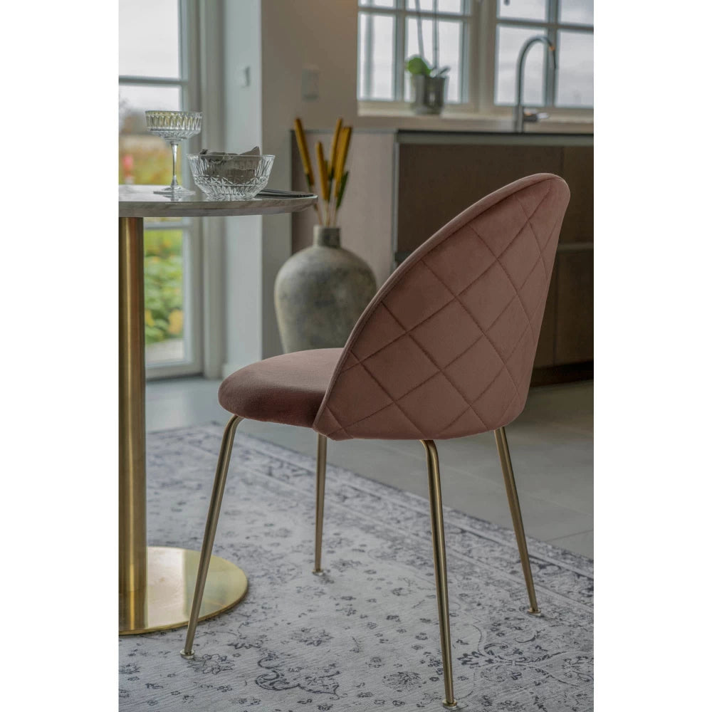 Set 2 scaune din Metal Alama si Catifea Roz H76xL51xA56cm Geneve