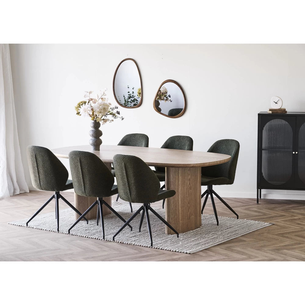 Set 2 scaune din Metal Negru si Stofa boucle Verde H88xL50xA60cm Monte Carlo
