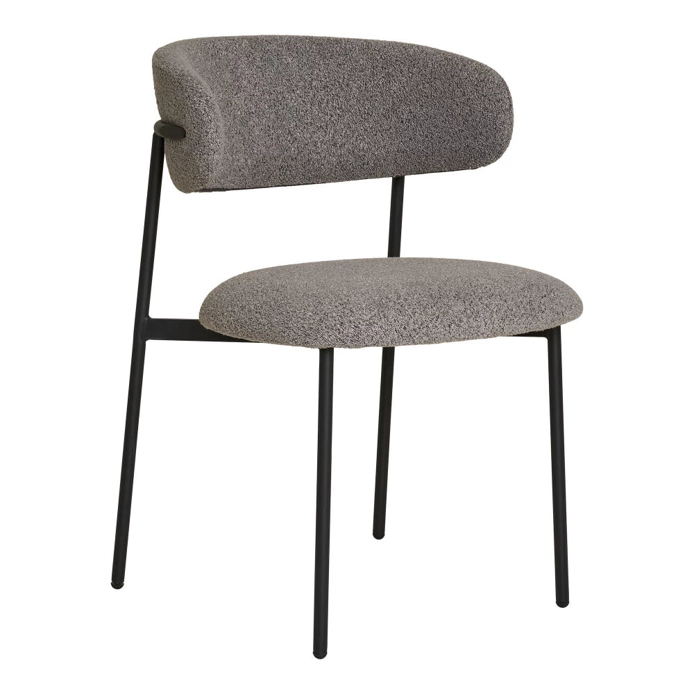 Set 2 scaune din Metal Gri si Stofa boucle Gri H79.5xL55xA59cm Mira
