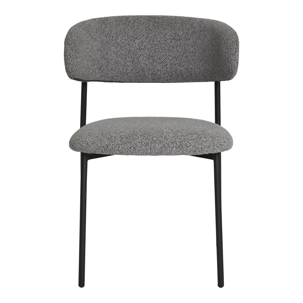 Set 2 scaune din Metal Gri si Stofa boucle Gri H79.5xL55xA59cm Mira