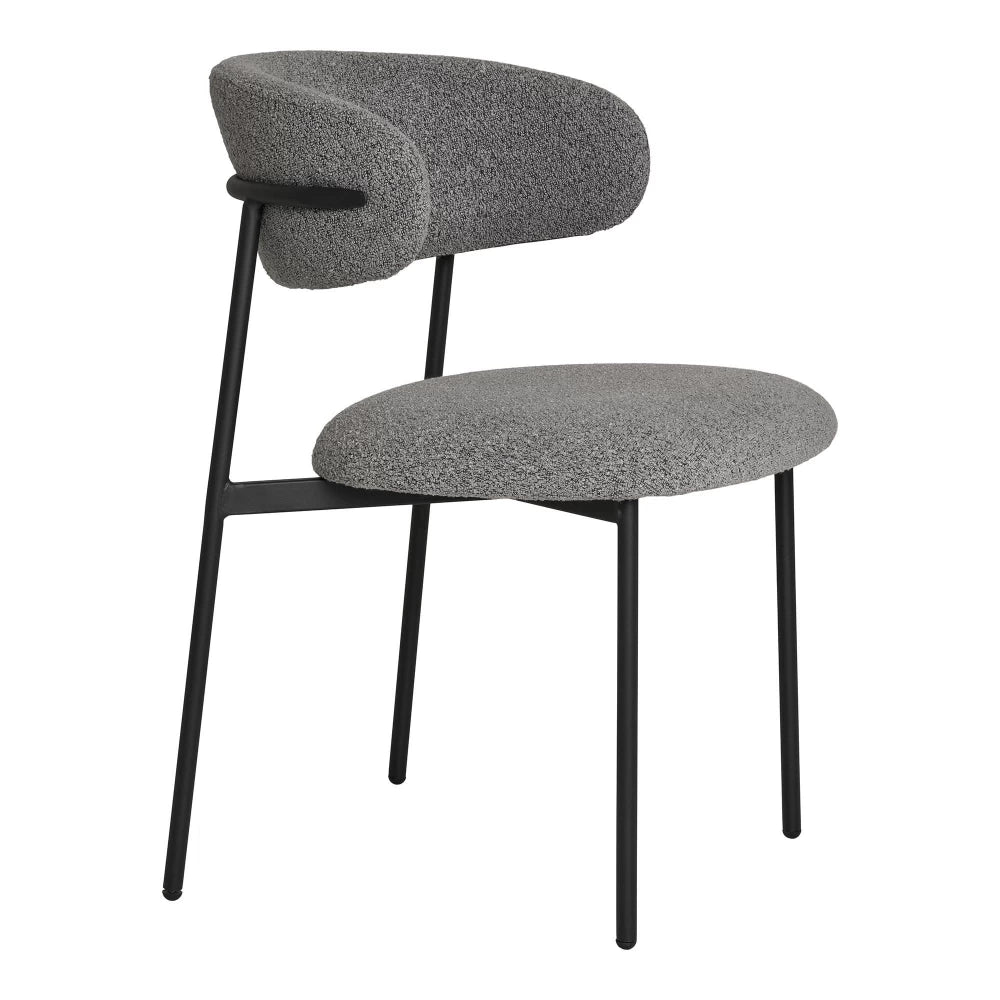 Set 2 scaune din Metal Gri si Stofa boucle Gri H79.5xL55xA59cm Mira