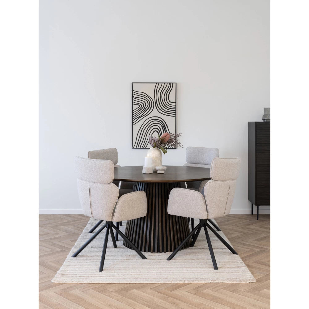 Set 2 scaune din Metal Negru si Stofa Gri H95xL61xA61cm Cordoba